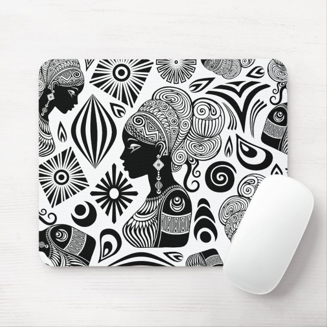 Afrikanische Girl Portrait Tribal Tattoo Mousepad (Mit Mouse)