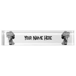 Afrikanische Girl Portrait Tribal Tattoo Namensplakette