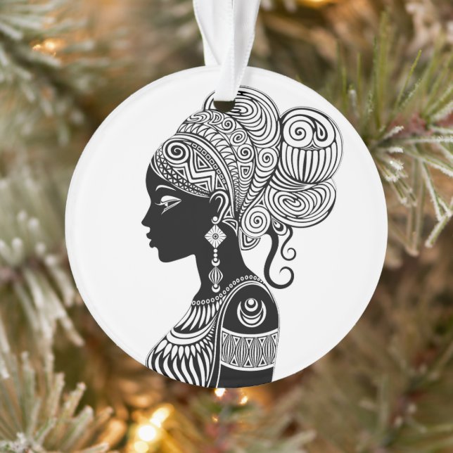 Afrikanische Girl Portrait Tribal Tattoo Ornament (Baum)