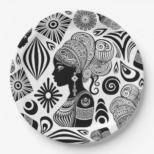 Afrikanische Girl Portrait Tribal Tattoo Pappteller