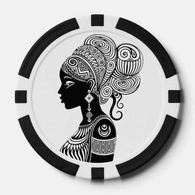 Afrikanische Girl Portrait Tribal Tattoo Pokerchips (Vorderseite)