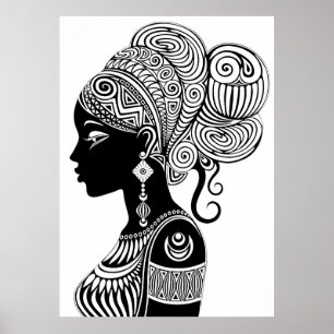 Afrikanische Girl Portrait Tribal Tattoo Poster