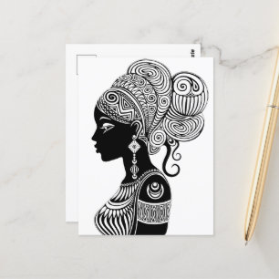 Afrikanische Girl Portrait Tribal Tattoo Postkarte