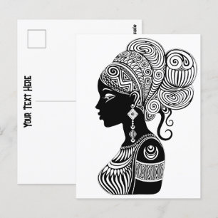 Afrikanische Girl Portrait Tribal Tattoo Postkarte