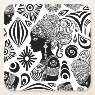 Afrikanische Girl Portrait Tribal Tattoo Rechteckiger Pappuntersetzer