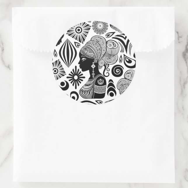 Afrikanische Girl Portrait Tribal Tattoo Runder Aufkleber