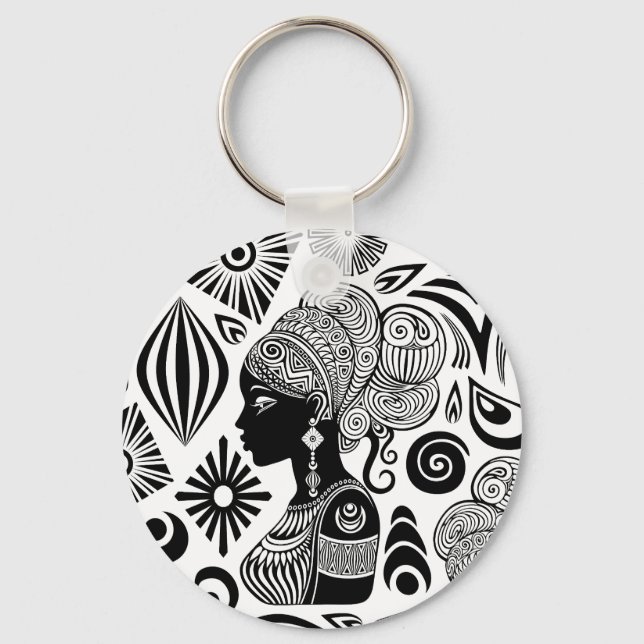 Afrikanische Girl Portrait Tribal Tattoo Schlüsselanhänger (Vorderseite)