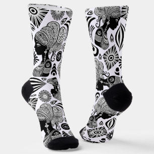 Afrikanische Girl Portrait Tribal Tattoo Socken