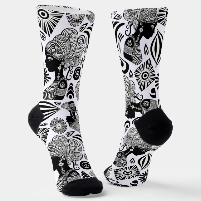 Afrikanische Girl Portrait Tribal Tattoo Socken (Gewinkelt)