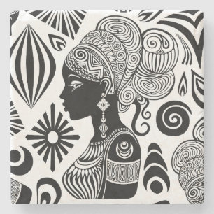 Afrikanische Girl Portrait Tribal Tattoo Steinuntersetzer