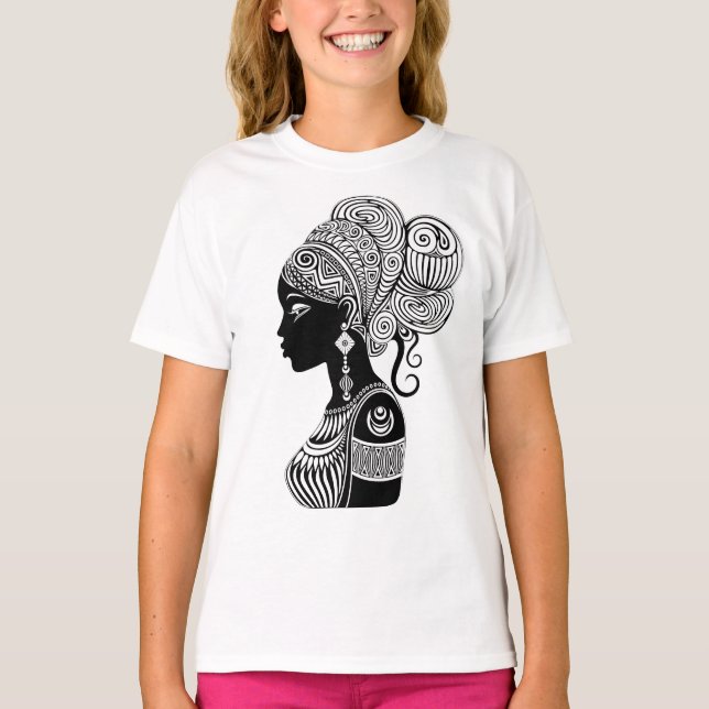Afrikanische Girl Portrait Tribal Tattoo T-Shirt (Vorderseite)