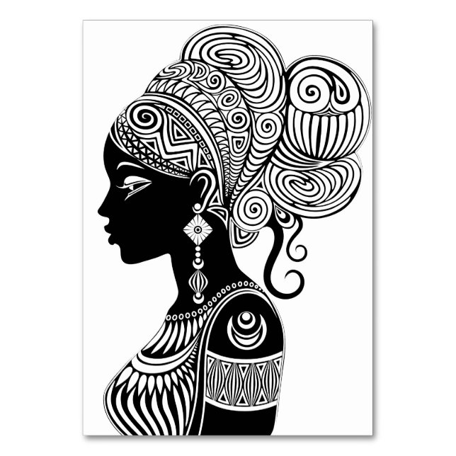 Afrikanische Girl Portrait Tribal Tattoo Tischnummer (Vorderseite)
