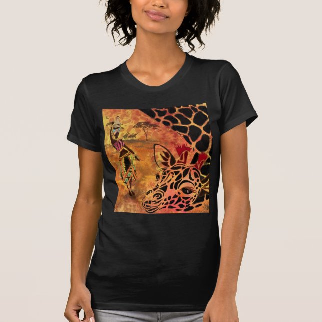 Afrikanische Girl- und Giraffe-T - Shirt (Vorderseite)