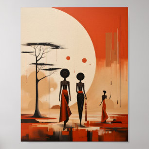 Afrikanische Girls Illustration Minimalistisches A Poster