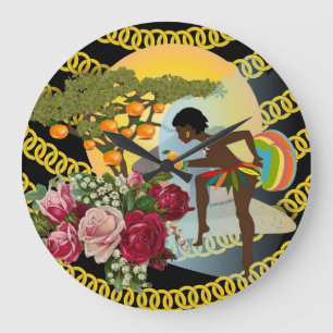 Afrikanische Goldketten-Uhr Große Wanduhr