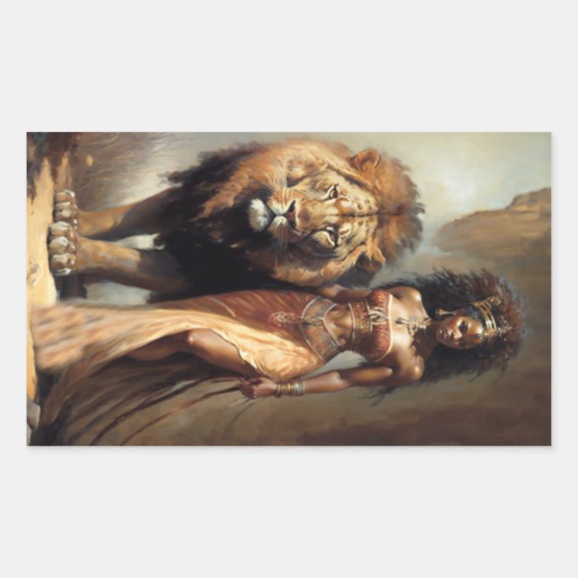 Afrikanische Göttin der Tiere, Kunst Rechteckiger Aufkleber (Vorderseite)
