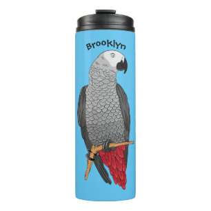 Afrikanische Graupapagei-Cartoon-Illustration Thermosbecher