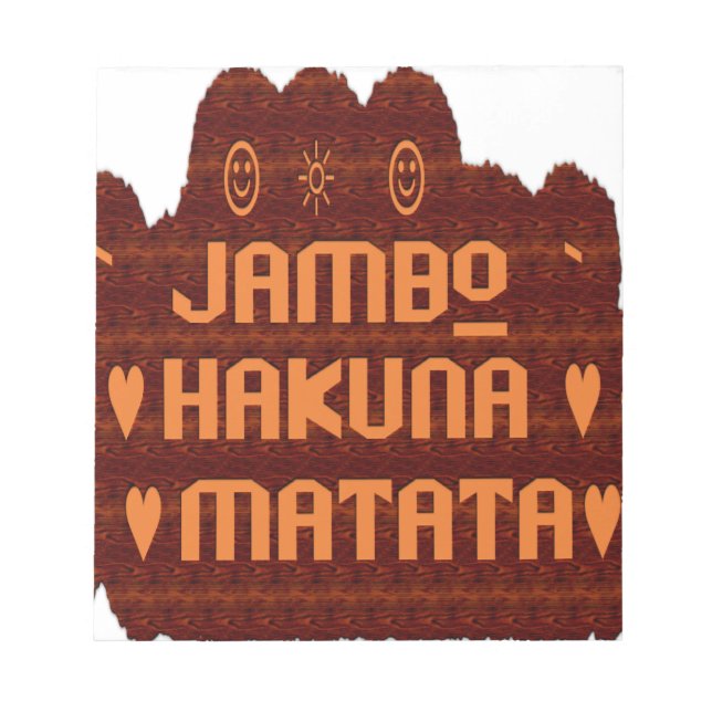 Afrikanische Gruß: Jambo Hakuna Matata Holzdesign Notizblock (Vorderseite)