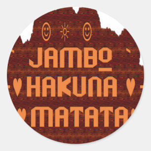 Afrikanische Gruß: Jambo Hakuna Matata Holzdesign Runder Aufkleber