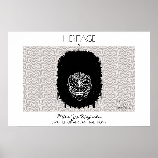 Afrikanische Heritage-Frau mit Stamm-Gesicht Poster (Vorne)