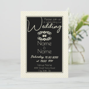 Afrikanische Hochzeit in Schwarz und Weiß Einladung