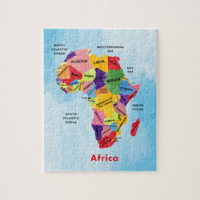 Afrikanische Karte Aquarellbilder Puzzle (Vertikal)