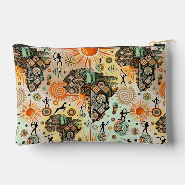 Afrikanische Karte dekorative Stammeselemente Must Zubehörtasche (Rückseite)