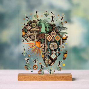 Afrikanische Karte Dekoratives Muster für Stammese Acrylschild