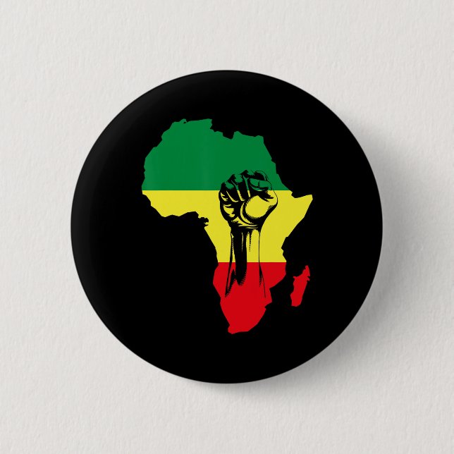 Afrikanische Karte Faust Schwarze Geschichte Nativ Button (Vorderseite)
