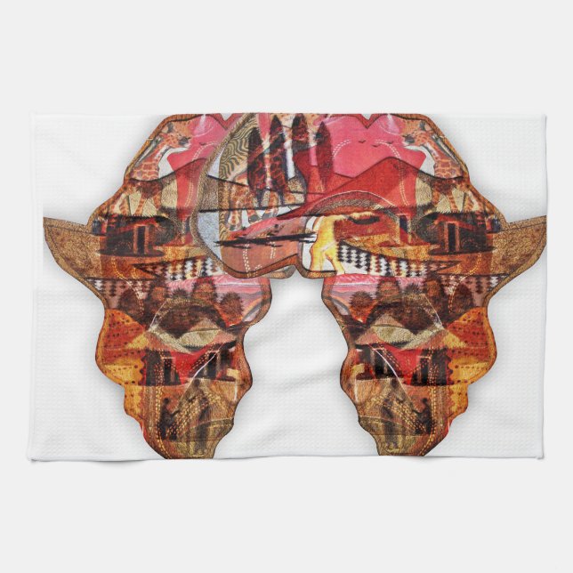 Afrikanische Karte: Feiern Sie die Jahreszeit mit  Geschirrtuch (Horizontal)