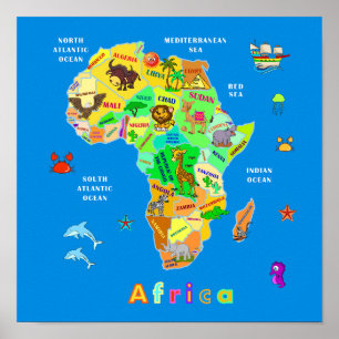 Afrikanische Karte für Kinder Poster