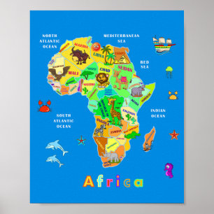 Afrikanische Karte für Kinder Poster