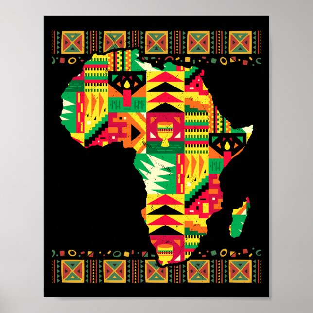 Afrikanische Karte Kente Art Black Afro Pride Afri Poster (Vorne)