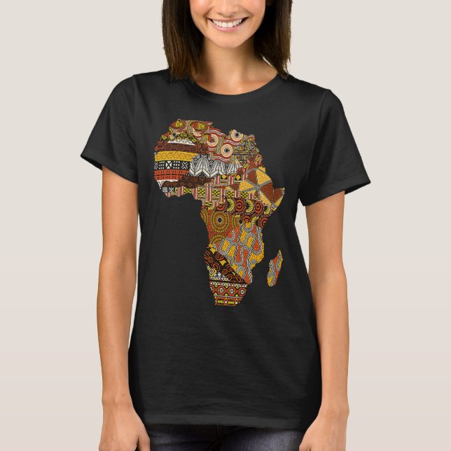 Afrikanische Karte Kente Tuch Schwarze Geschichte  T-Shirt (Vorderseite)