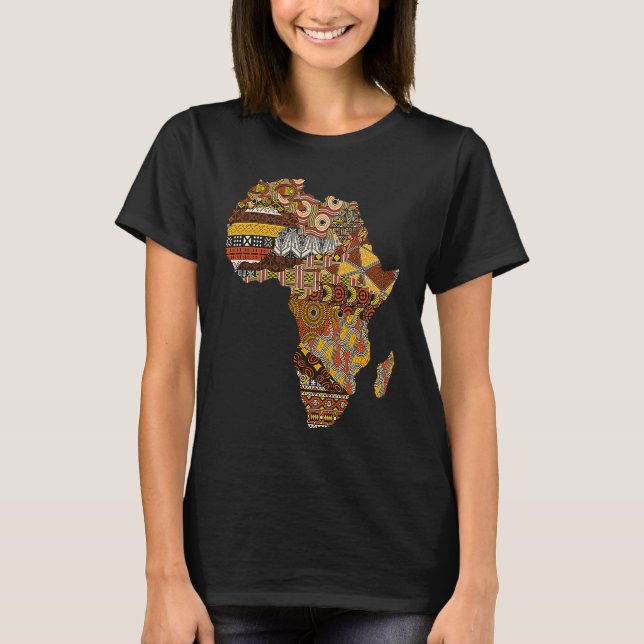 Afrikanische Karte Kente Tuch Schwarze Geschichte  T-Shirt (Vorderseite)
