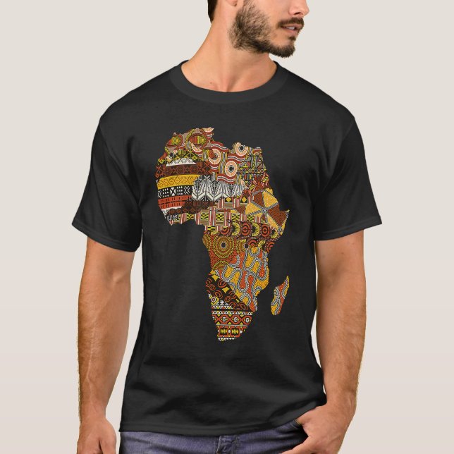 Afrikanische Karte Kente Tuch Schwarze Geschichte  T-Shirt (Vorderseite)