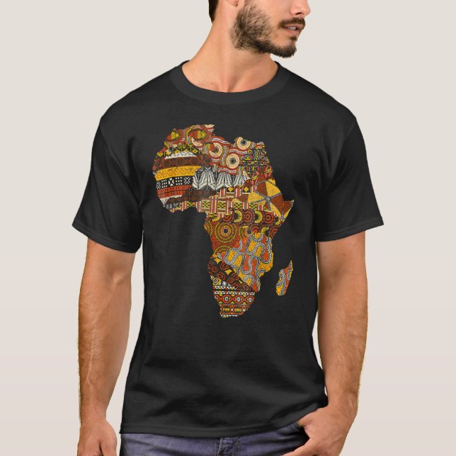 Afrikanische Karte Kente Tuch Schwarze Geschichte  T-Shirt (Vorderseite)
