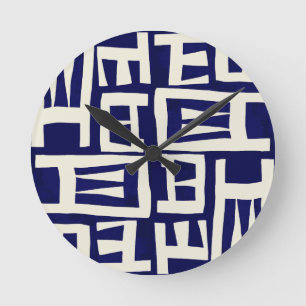 Afrikanische Karte - Navy Elfenbein Runde Wanduhr