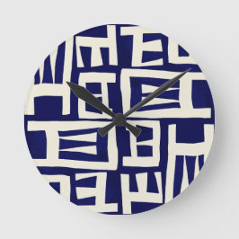 Afrikanische Karte - Navy Ivory Runde Wanduhr