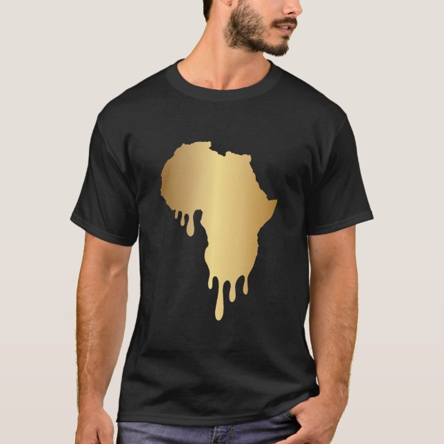 Afrikanische Karte Silhouette Gold T-Shirt (Vorderseite)