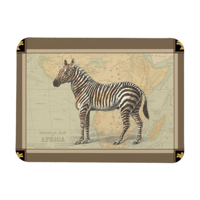Afrikanische Karte und Zebra Magnet (Horizontal)