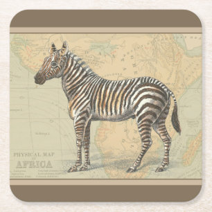 Afrikanische Karte und Zebra Rechteckiger Pappuntersetzer