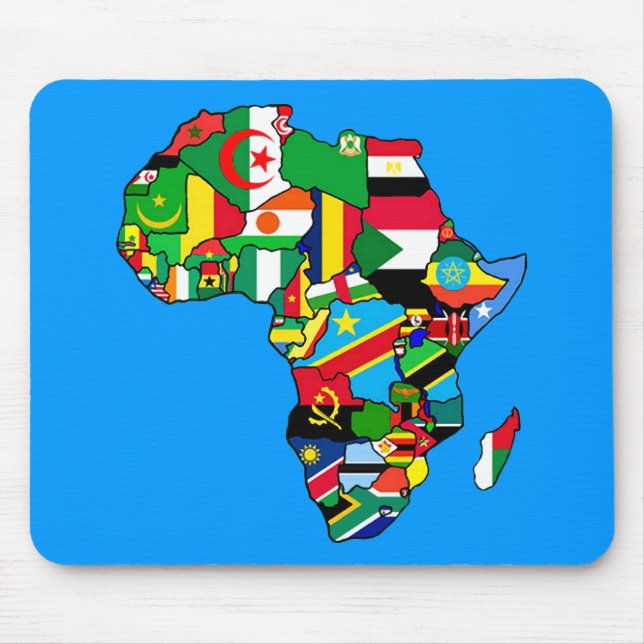 Afrikanische Karte von Afrika-Flaggen innerhalb Mousepad (Vorne)