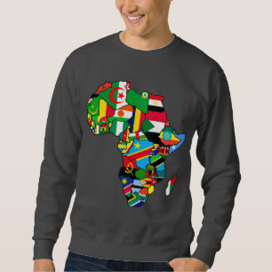 Afrikanische Karte von Afrika-Flaggen innerhalb Sweatshirt