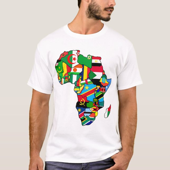 Afrikanische Karte von Afrika-Flaggen innerhalb T-Shirt (Vorderseite)