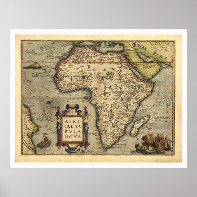 Afrikanische Karte von Ortelius 1570 Poster (Vorne)