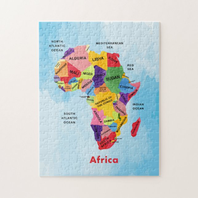Afrikanische Karte Wasserfarbe Puzzle (Vertikal)