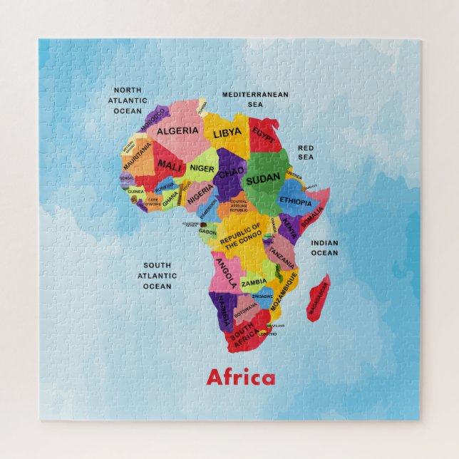 Afrikanische Karte Wasserfarbe Puzzle (Vertikal)