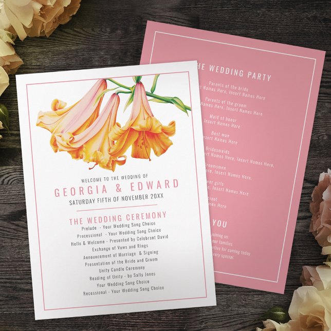 Afrikanische Königin Lily-Orange-Hochzeit Programm (Von Creator hochgeladen)