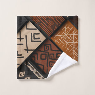 afrikanische Kulturdesigns auf diagonalen Formen Badhandtuch Set